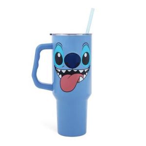 Lilo & Stitch Face Stainless Steel Tumbler With Handle | Holds 40 Ounces