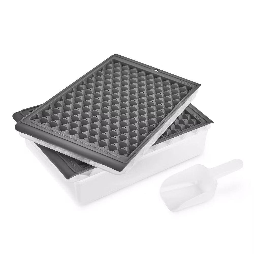 Set of 2 Twist and Release Mini Ice Set: Silicone Ice Cube Trays, 150 Cavities, Dishwasher-Safe, Gray - Image 4