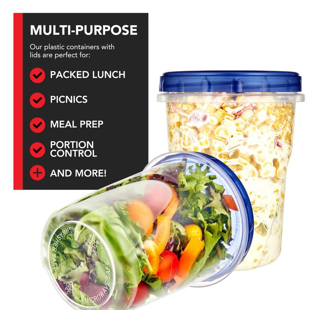 Plastic Food Storage Containers with Twist Top Lids, Airtight, Plastic, 32 oz, 6 Count - Image 5
