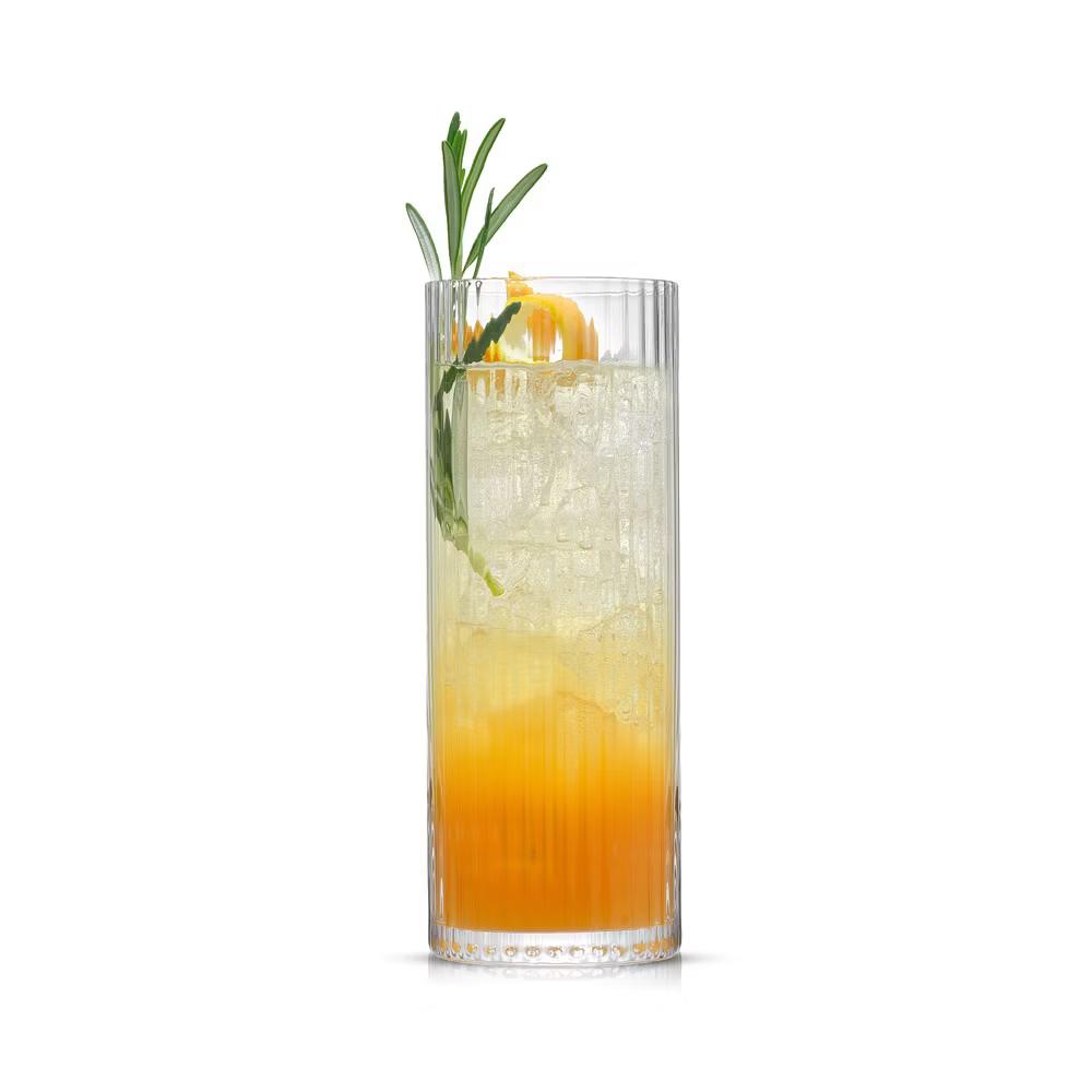JoyJolt Elle Fluted Highball Juice Tumblers Glass - 16 oz Water Glasses- Set of 2 - Image 5