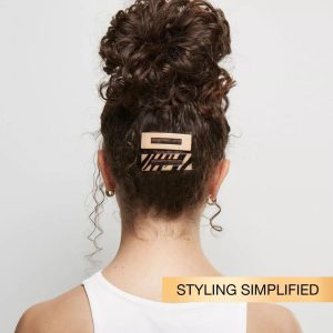 Large Rectangle Fashion Snap Clips - Assorted Colors - All Hair - 4pcs
