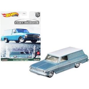1964 Chevrolet Nova Panel Light Blue Metallic with White Top "Fast Wagons" Series Diecast Model Car