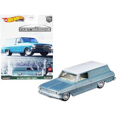 1964 Chevrolet Nova Panel Light Blue Metallic with White Top "Fast Wagons" Series Diecast Model Car