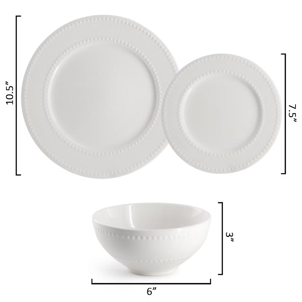 Stoneware Embossed Dot Dinnerware Set in White - Image 5