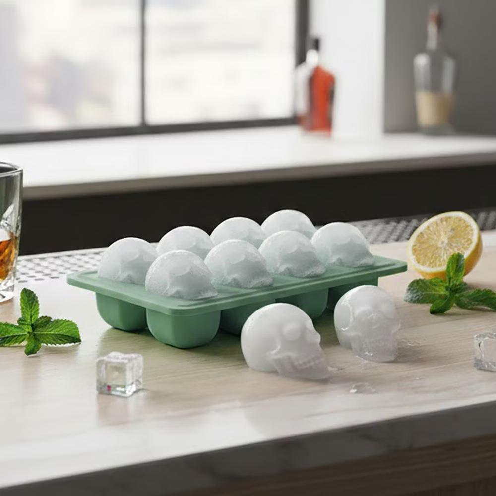 Alilang Women's 2-Pack Skull Silicone Ice Cube Tray 8-Cavity Flexible Nonstick Halloween Drink Mold - Image 9