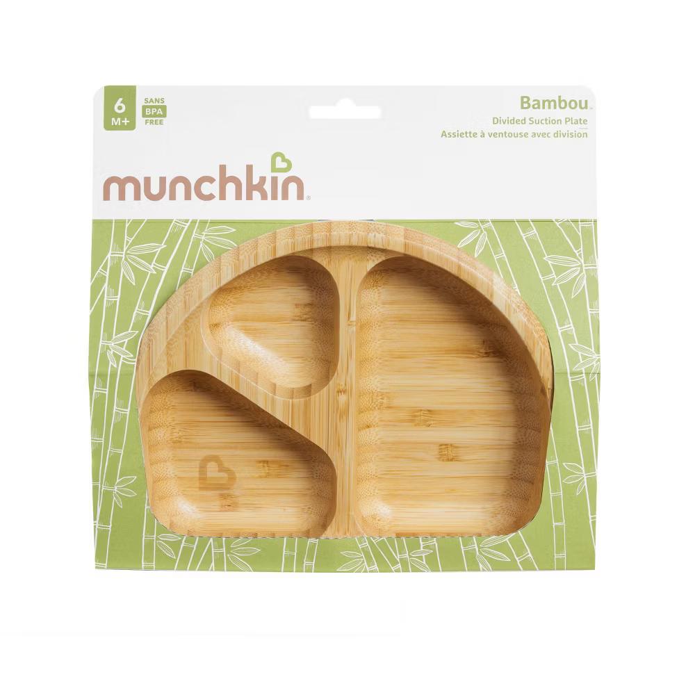 Bamboo Divided Suction Dining Plate: Round Solid Baby Tableware Piece, Light Brown, 7.25"x7.25" - Image 4