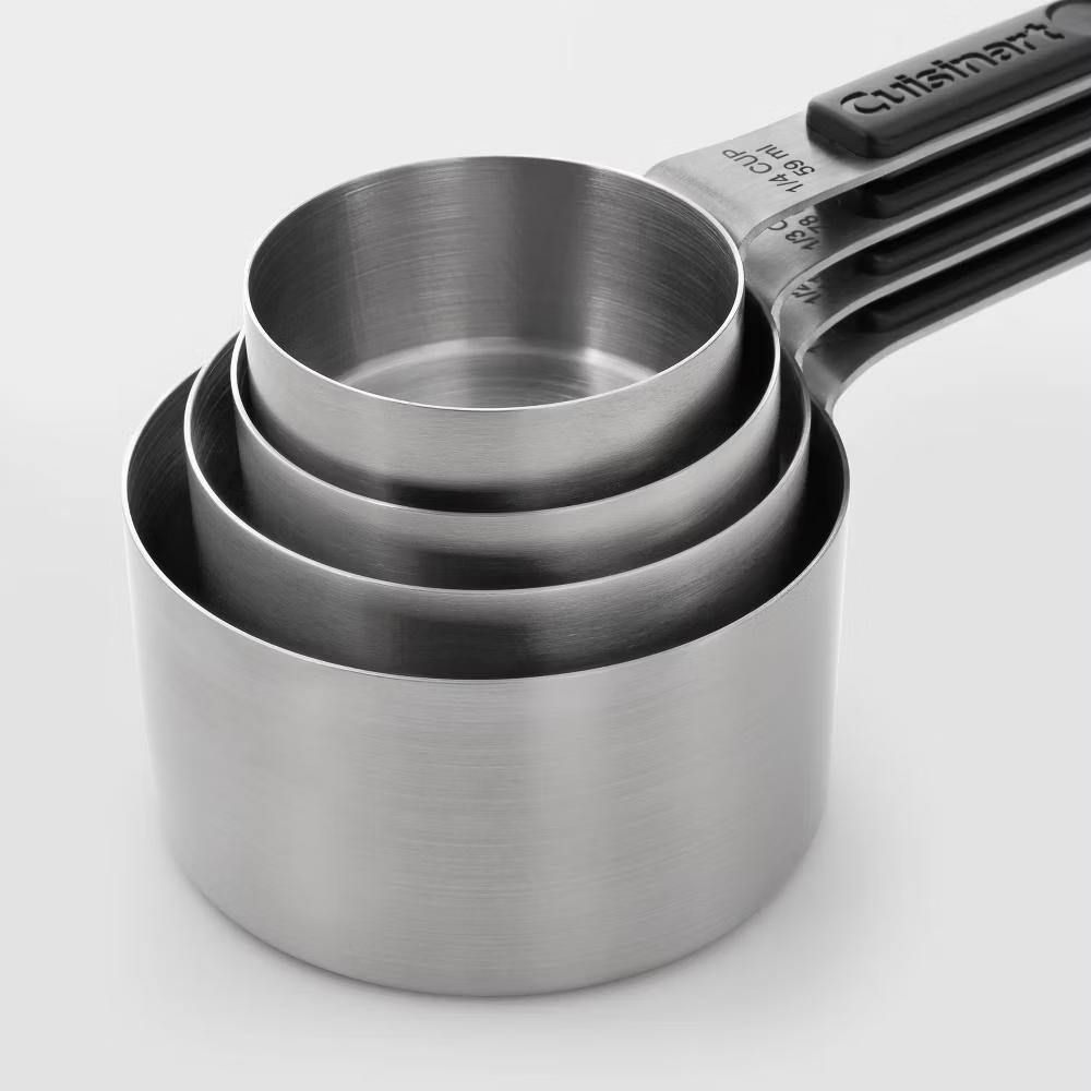 4pc Stainless Steel Magnetic Measuring Cup Set Black/Silver: Nesting Design, Dishwasher-Safe - Image 2