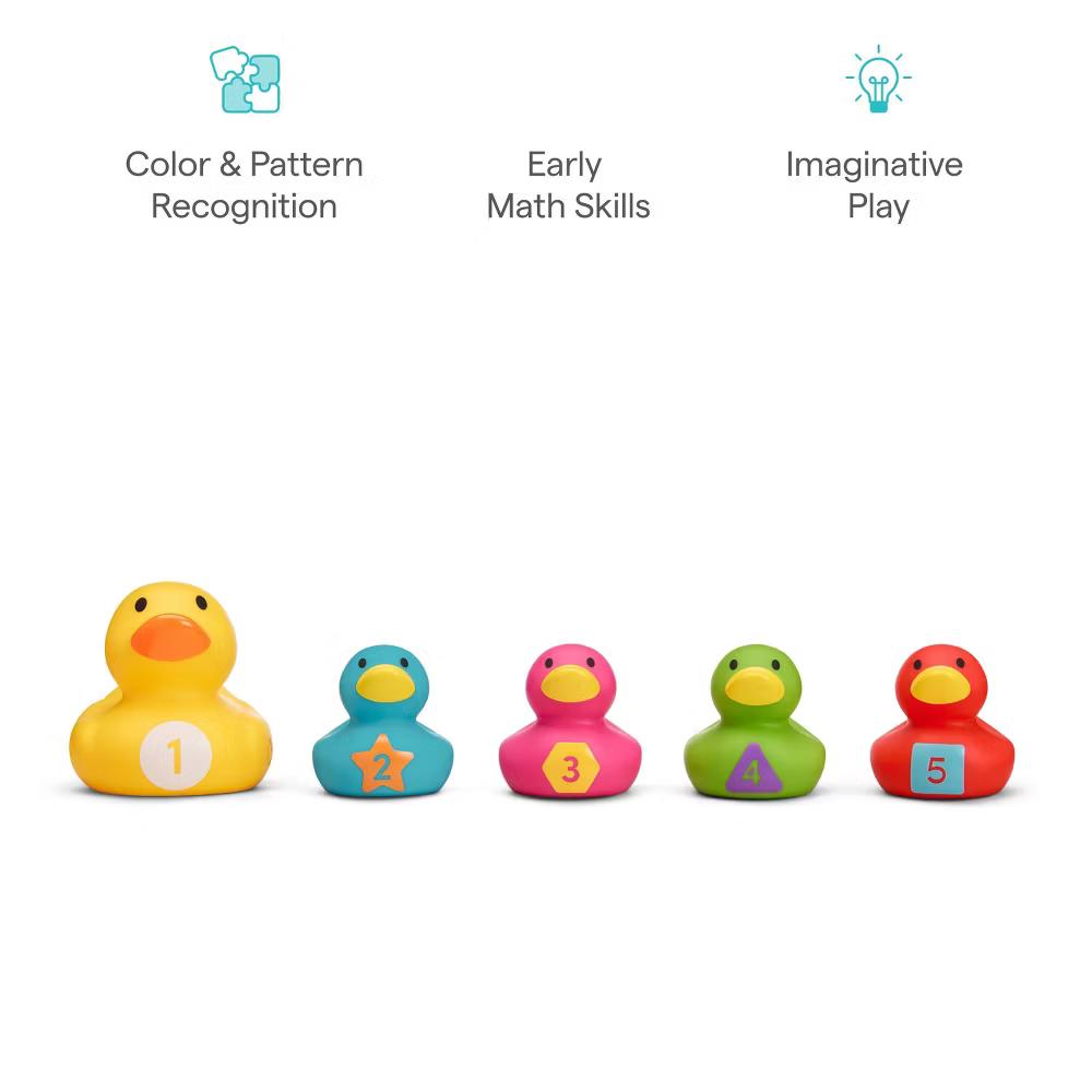 Count & Quack Bath Duckies, Mama Duck & Ducklings Toys - 5pc - Image 2