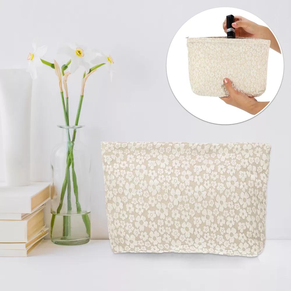 Portable Travel Floral Canvas Zipper-Closure Makeup Bag 1 Pc - Image 7