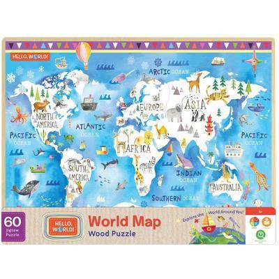 60 Piece Jigsaw Puzzle - Hello, World! Map Wood Puzzle - Image 3
