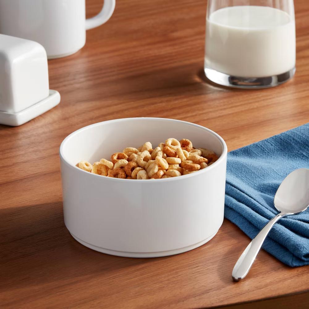 26oz Plastic Stella Cereal Bowl White - Recycled PET, Dishwasher & Microwave Safe - Image 2