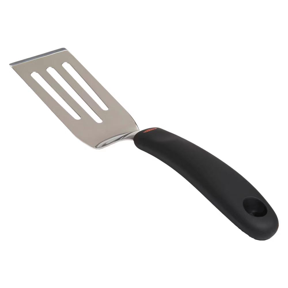 Cut and Serve Turner: Stainless Steel Small Metal Spatula, Kitchen Utensil, Dishwasher-Safe, Black Handle - Image 3