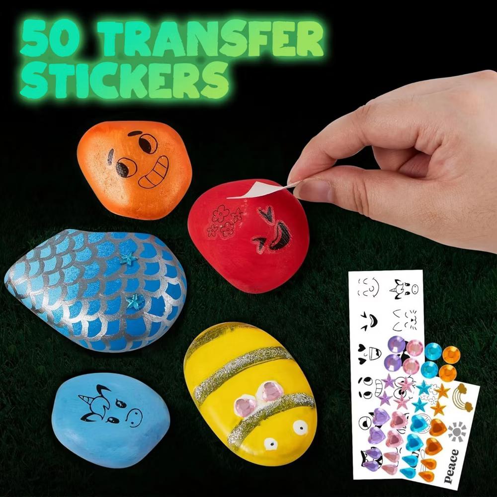 Glow in The Dark Rock Painting Kit for Kids Age 6+, DIY Art Kit, Kids Paint Activity, Arts & Crafts for Boys Girls Birthday Easter Gift - Image 9
