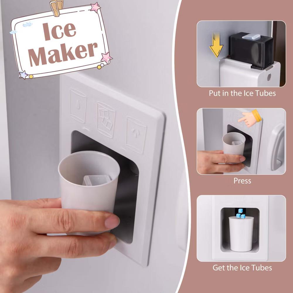 Kids Kitchen Playset with Realistic Lights & Sounds Ice Maker Stoves Sink Oven - Image 7