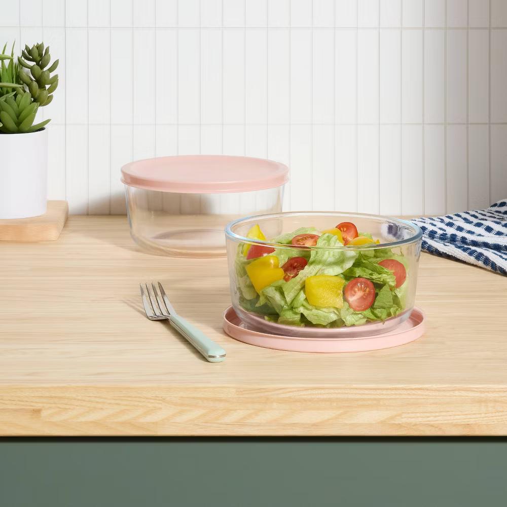 4pc (Set of 2) Round Glass Food Storage Container Set - Image 7