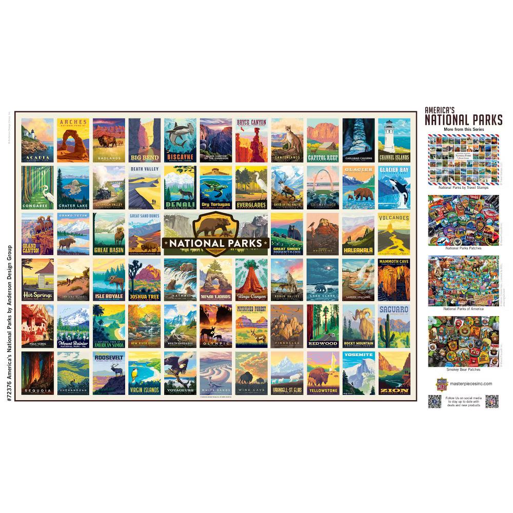 National Parks - Vintage Collage Poster Art 1000 Piece Adult Jigsaw Puzzle 19.25" by 26.75" - Image 2