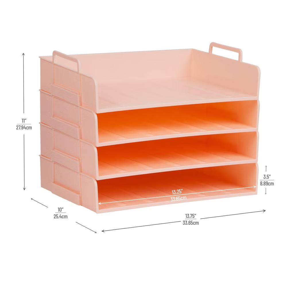 Organizer File Storage Plastic Pink - Image 7