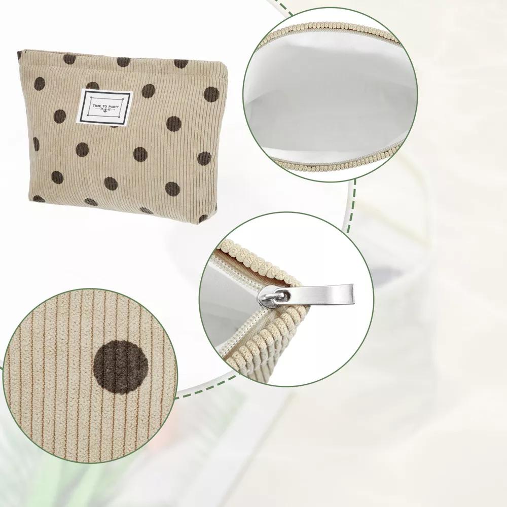 Portable Corduroy Polka Dot Makeup Bags and Organizers 1 Pc - Image 12