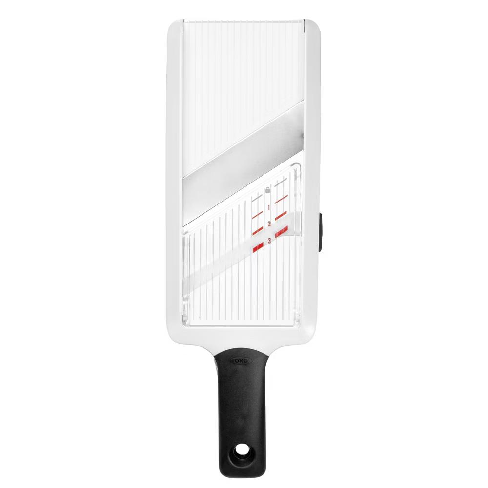 Handheld Mandoline: White Kitchen Slicer, Dishwasher-Safe, ABS & Silicone, 11.3" Height, 1 Blade, 2 Pieces - Image 4