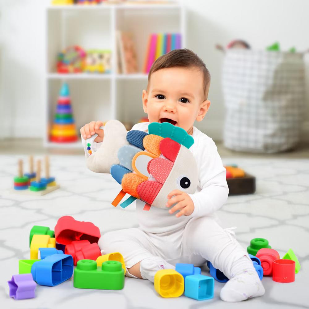 Soft Baby Sensory Toy with Tummy Time Mirror – Entertaining Fish Toy for Infants 0-12 Months with Rattle & Crinkle Paper – Perfect Baby Shower Gift - Image 2