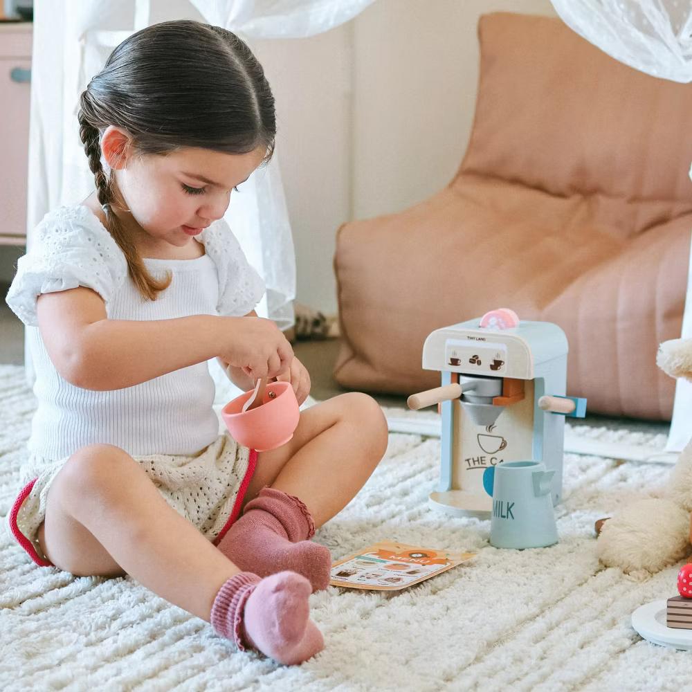 Play Kitchen Accessories – Children’s Coffee Maker: Wooden Kids Play Coffee Maker Set - Image 6