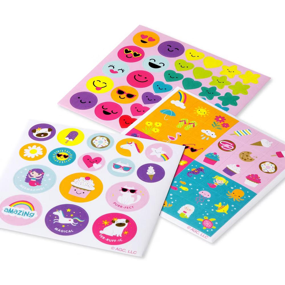 Mini Sticker Pad for Girls/Cute Smiley Faces/Unicorns/and Summer Icons 360ct - 9 Sheets - Image 3