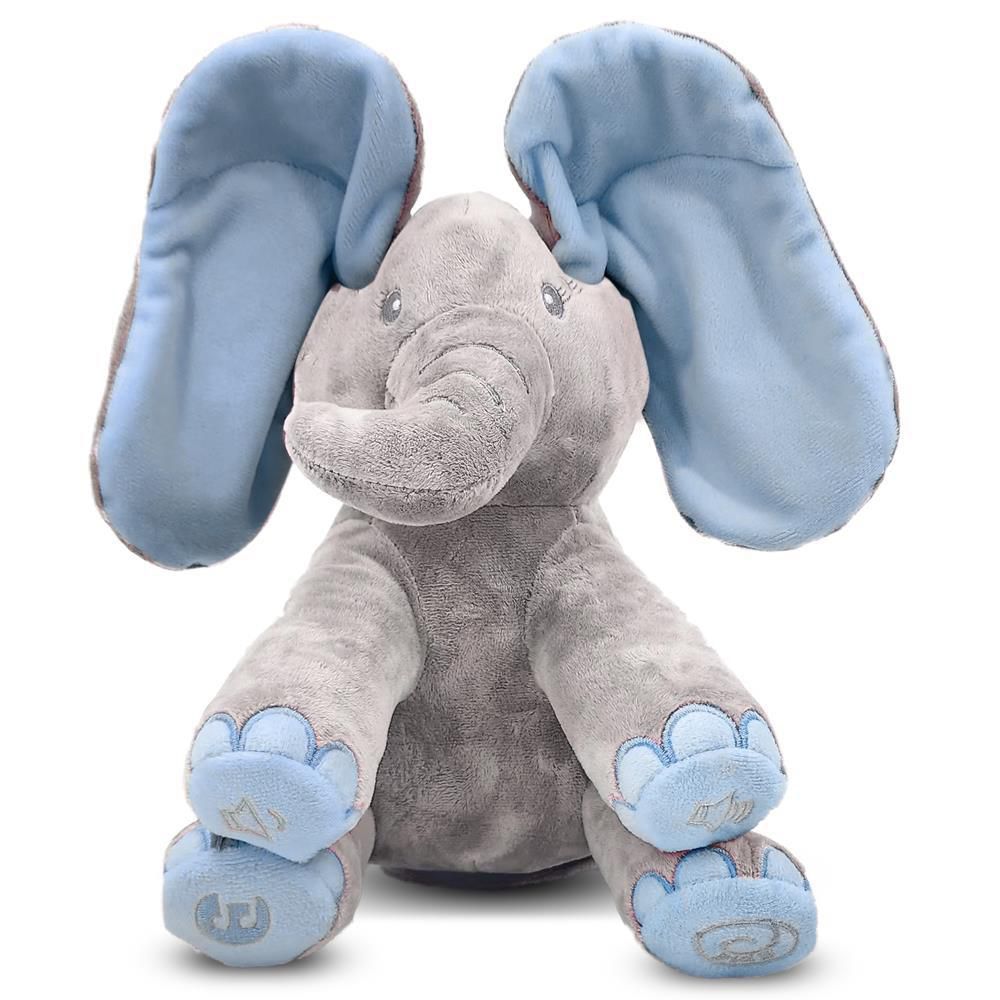 Dimple Kyle Peek-a-Boo Elephant Plush Toy with Music and Flapping Ears - Blue, 3M+ - Image 3