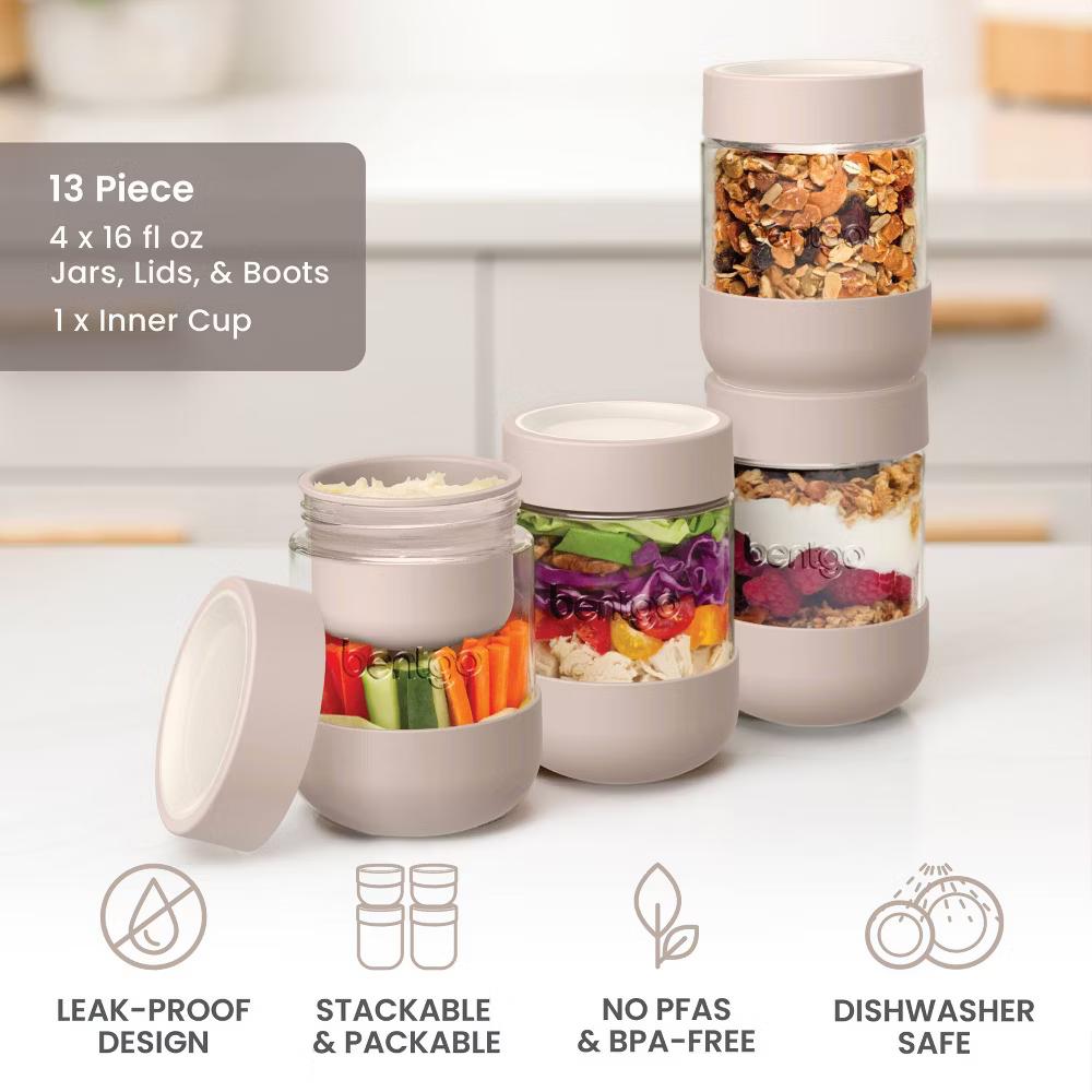 4pk 16 fl oz Leak-Proof Glass Food Jars Boots and Inner Cup - Image 12