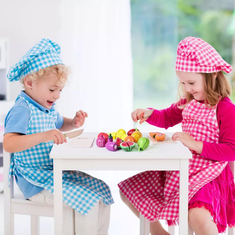 35Pcs Wooden Cutting Food Play Set with Storage Crate, Pretend Fruit & Veggie Toys, Play Kitchen Accessories for Kids - Image 9