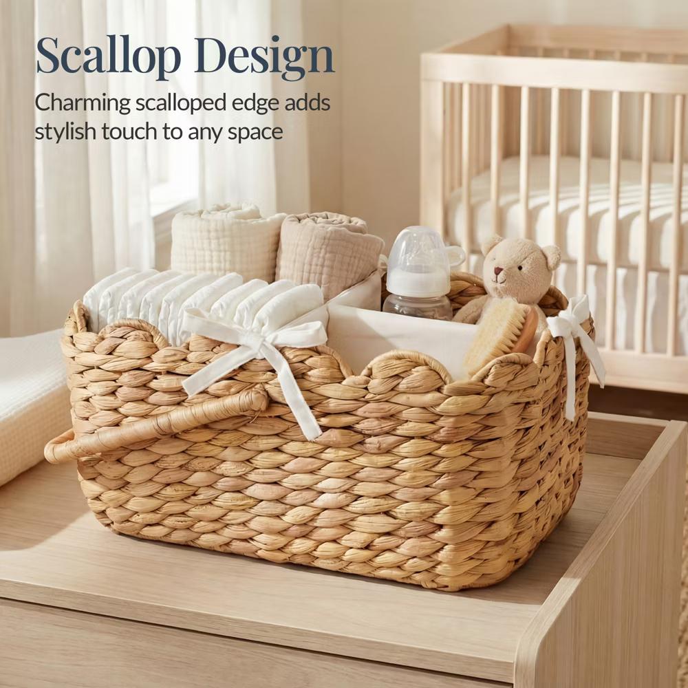 Diaper Caddy Organizer for Baby, Large Portable Nursery Organizer w/ Divider & Handles - Natural - Image 11
