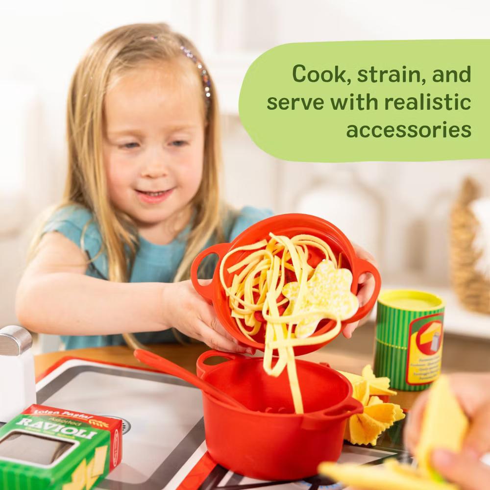 Prepare & Serve Pasta Play Food Set: Creative Pretend Kitchen Accessories, 55 Pieces - Image 8