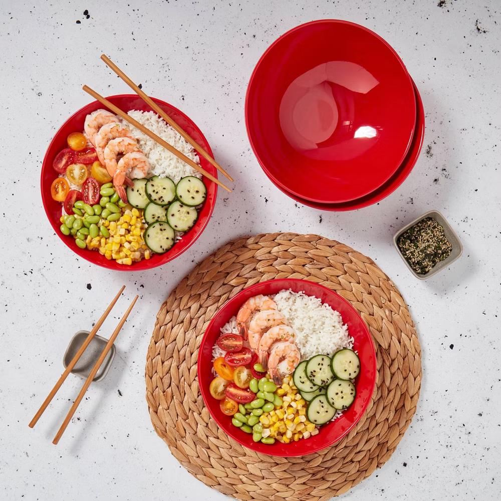 Infuse 4pc 8" Melamine Ramen Bowls Red - Image 5