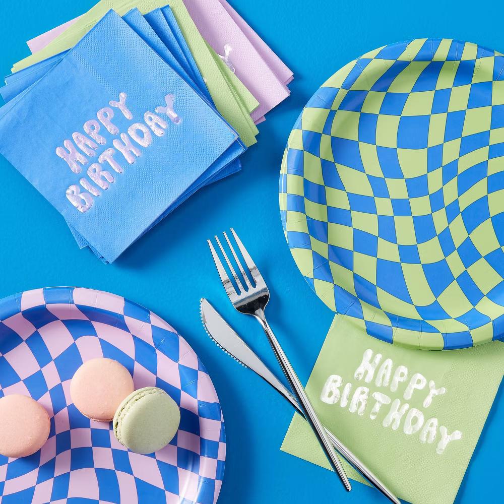 20ct Retro Wavy Checkered Dinner Paper Plate - Image 3