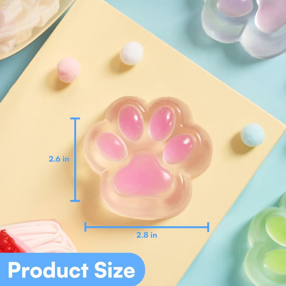 4 Pcs Taba Paw Squeeze Toys,Transparent Cat Paw Fufu Squishy Toys, Soft Sensory Fidgets, Stress Relief Cute Toys, Birthday Gifts for Kids Adults - Image 3