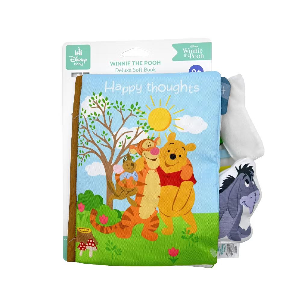 Baby Winnie the Pooh Deluxe Soft Book Happy Thoughts with Removable Characters Plush Toys - 3pc: Sensory Development, Lift-Up Flaps, BPA-Free - Image 4
