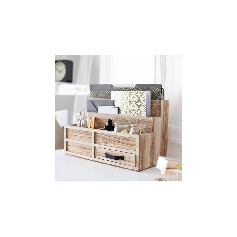 Blu Monaco Wood Mail Organizer with Drawer & Pen Holder - Image 12