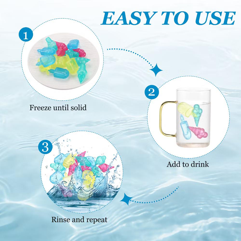 Plastic Reusable Ice Bar Shape Ice Cube Tray 4.8 x 2.5 cm / 1.89 x 0.98 Inch Yellow/Blue/Pink 24 Pcs - Image 5