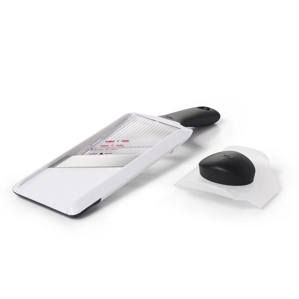 Handheld Mandoline: White Kitchen Slicer, Dishwasher-Safe, ABS & Silicone, 11.3" Height, 1 Blade, 2 Pieces - Image 2