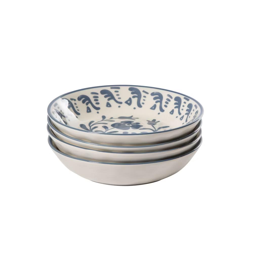 Bloomhouse - 2-Time Oprah’s Favorite Things - 4 Piece Dinner Bowl Set, 8” Stoneware Pasta Bowls, Floral Design, Dishwasher Safe - Image 7