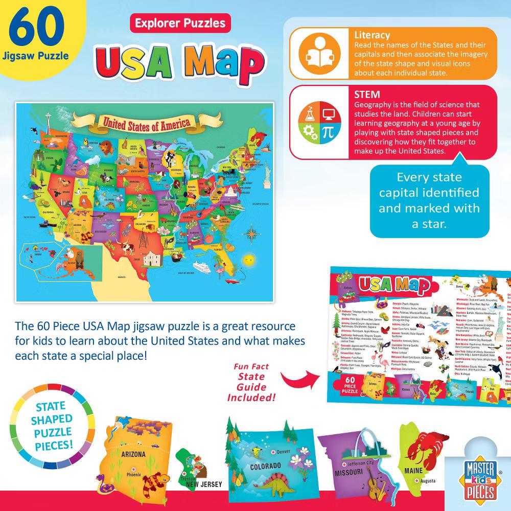 60 Piece Jigsaw Puzzle - USA Map - 16.5"x12.75" - Image 4