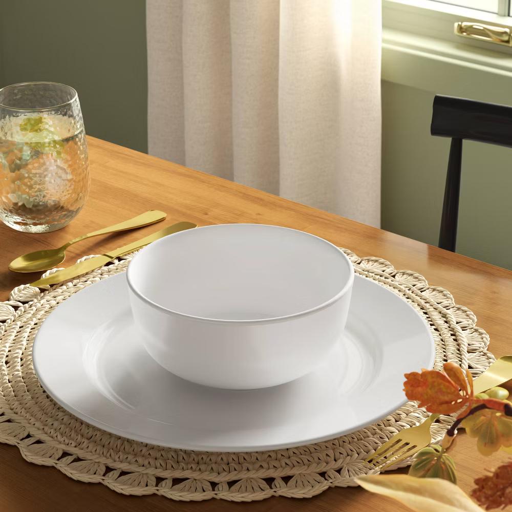 22 fl oz Porcelain Round Rim Cereal Bowl White - Image 3