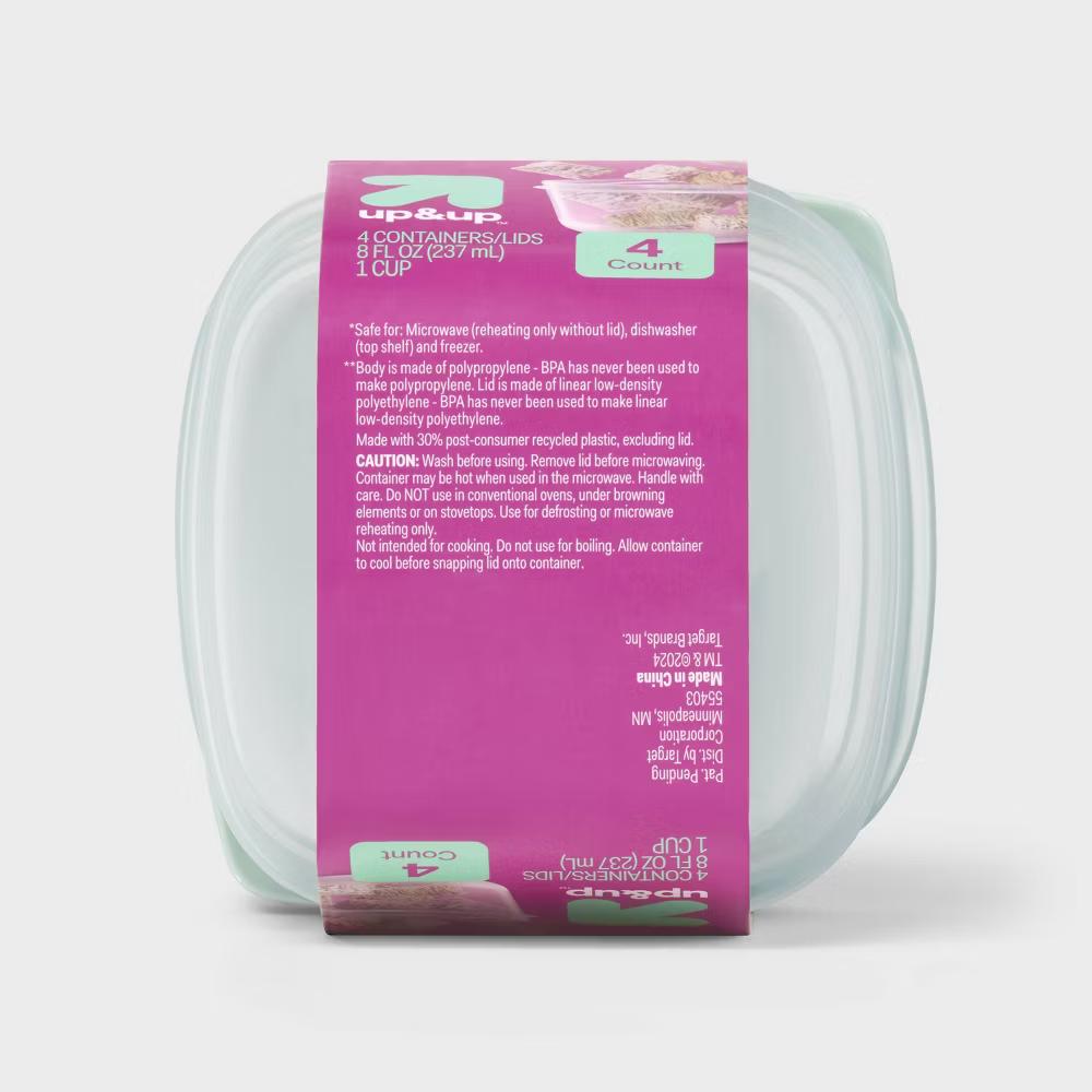 Snap & Store Square Food Storage Containers - 8 fl oz/4ct - Image 3