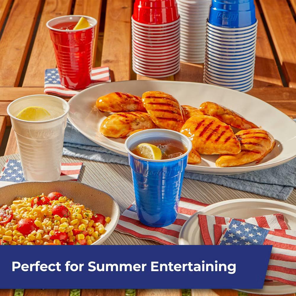 Hefty Party On! Variety Pack Disposable Cups with Print - Red/White/Blue - 16 fl oz/76ct