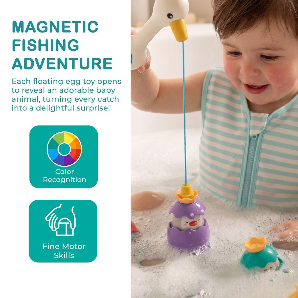 Splash & Catch Bath Toy Magnetic Fishing Game with Surprise Animal Eggs - Floating Fun for Toddlers & Kids in Bathtubs and Pools - Image 6