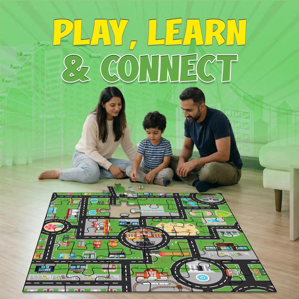 Darice Town Streets Floor Puzzle for Kids – 36 Jumbo Pieces, 36" x 24" City Map Jigsaw Puzzle – Build Your Own Town, Play Mat Toy, Ages 3+ - Image 8