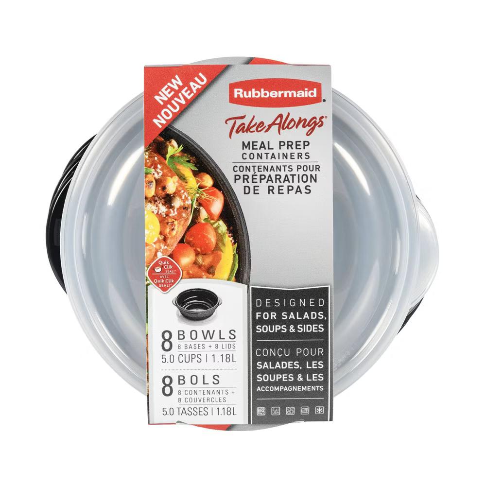 16pc TakeAlongs Meal Prep Containers Set: Microwave & Freezer Safe, Black & Clear Food Storage - Image 2