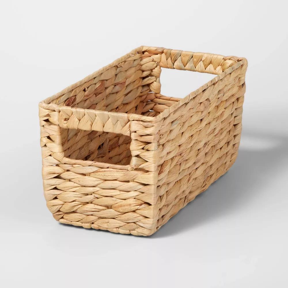 Woven Water Hyacinth Rectangular Basket - Image 6