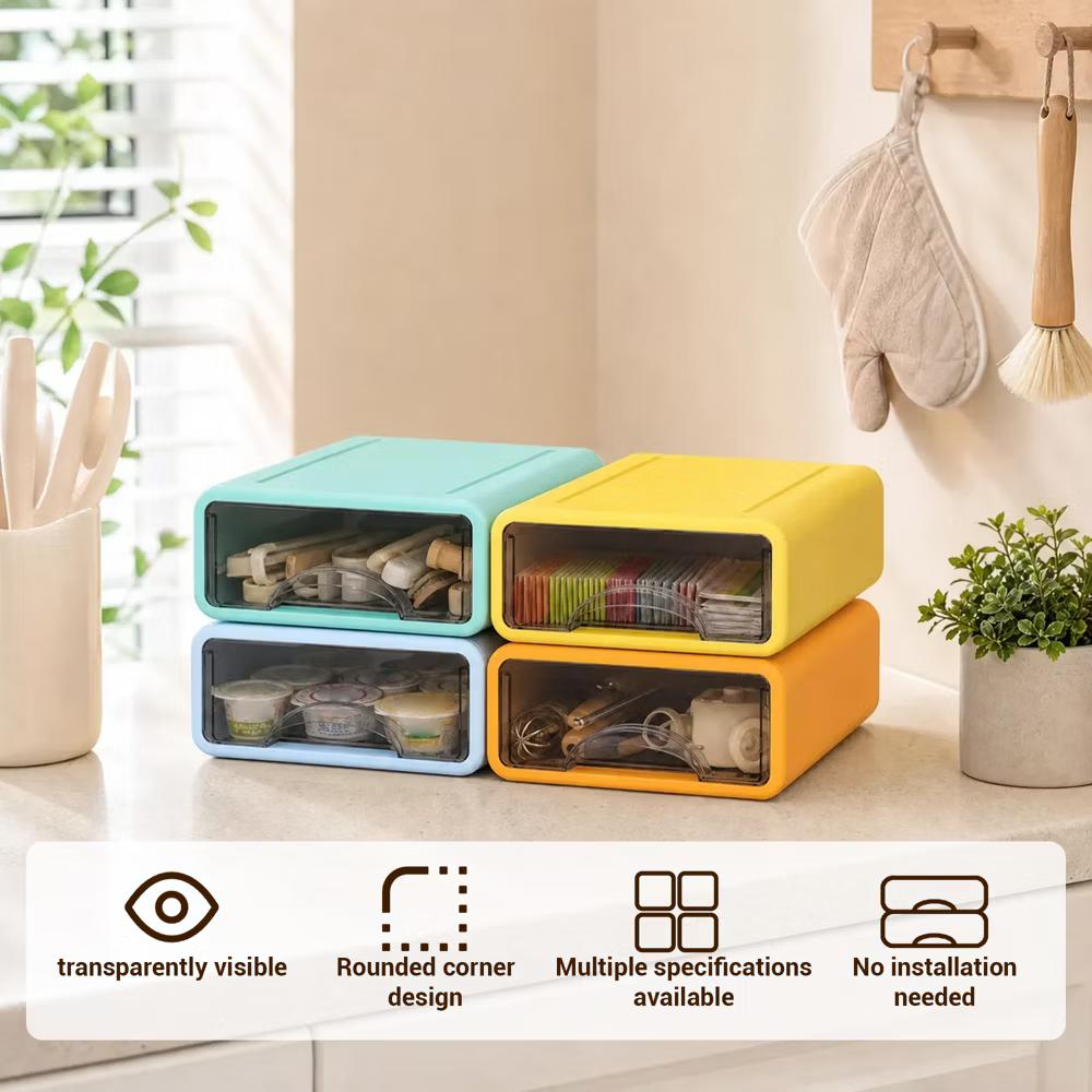 Stackable Storage Drawer with Dividers, Transparent PP Material Desktop Organizer, Durable Thickened Storage Container - Image 42