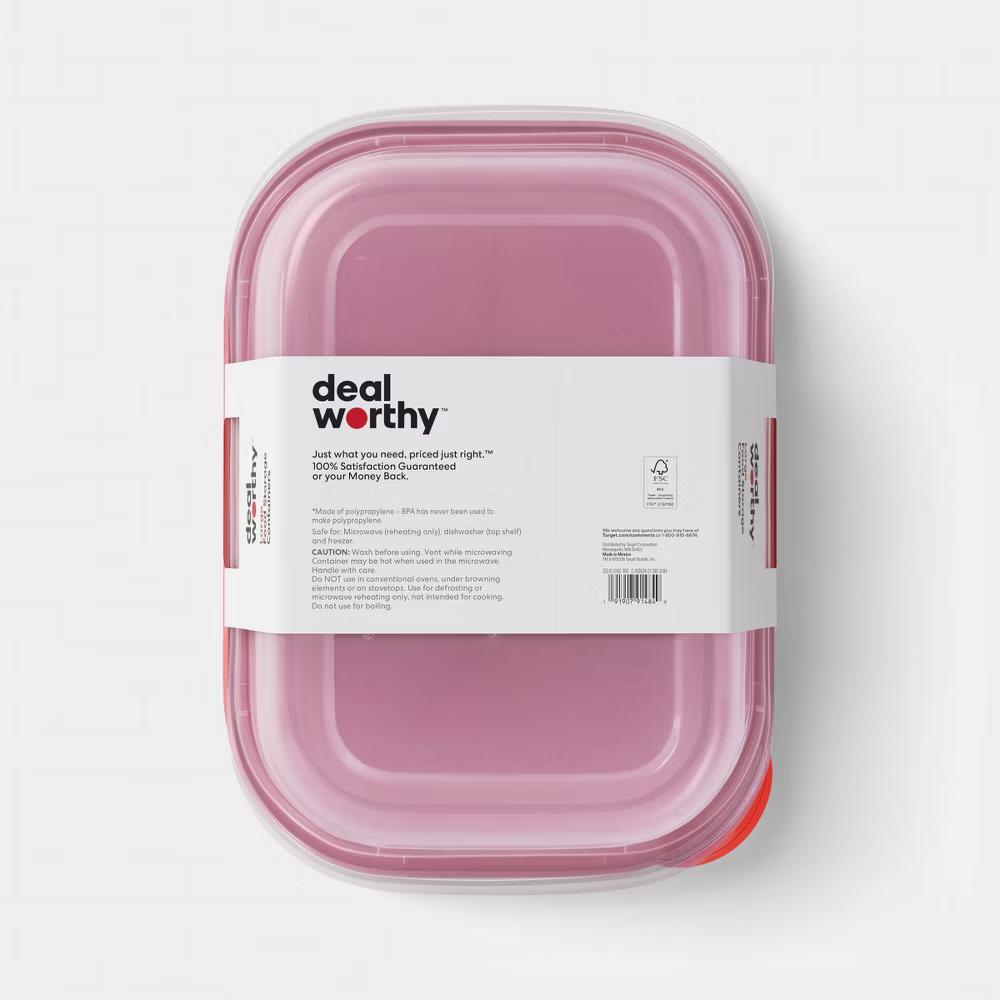 Large Rectangle Food Storage Containers - 128oz/2ct