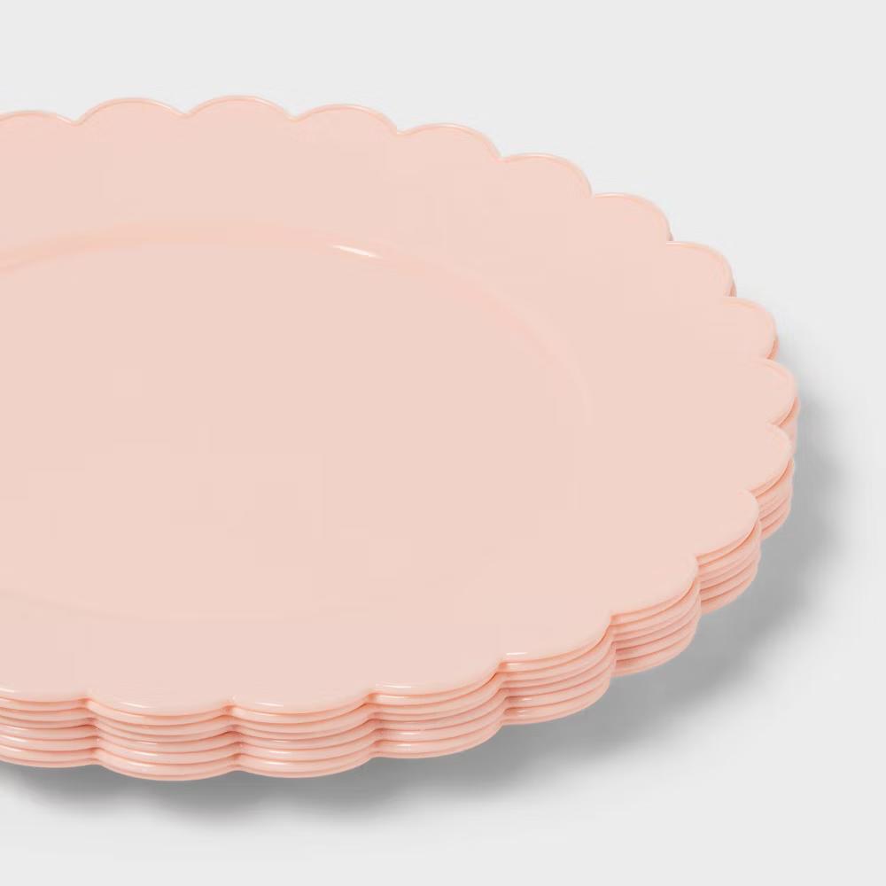 8ct Light Pink Scallop Dinner Plastic Plates - " - Image 3